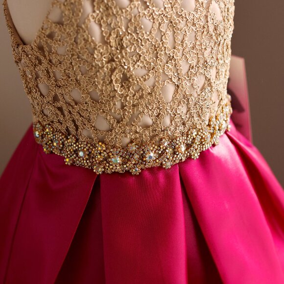 Formal Pink & Gold Dress Size 4 Flower Girl Recital Daddy/Daughter Dance NWT - Picture 3 of 7